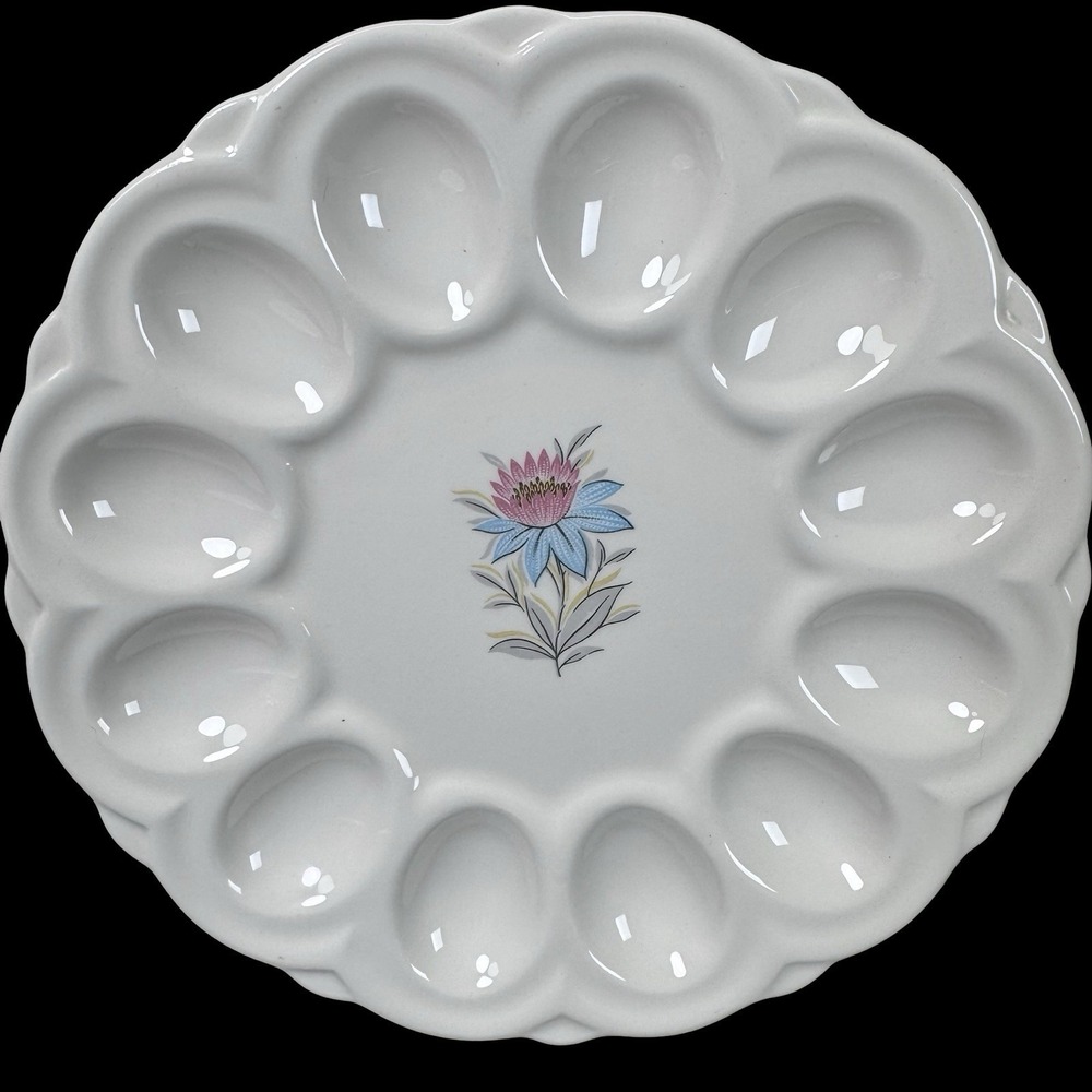 Steubenville Pottery Fairlane Deviled Egg Plate Platter Vtg Mid-Century Modern